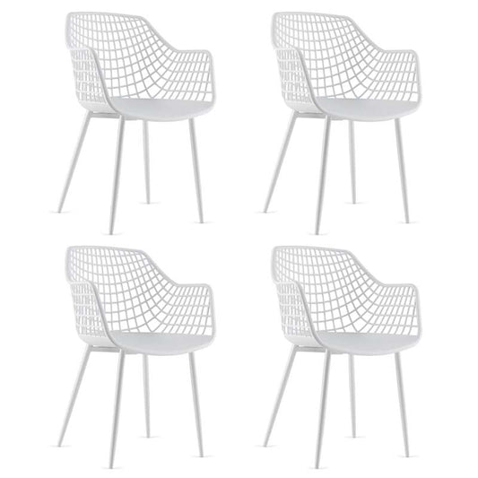 4-Pack Modern Dining Chairs with 15" High Airy Hollow Backrest, Powder-Coated Metal Legs, Anti-Slip Foot Pads
