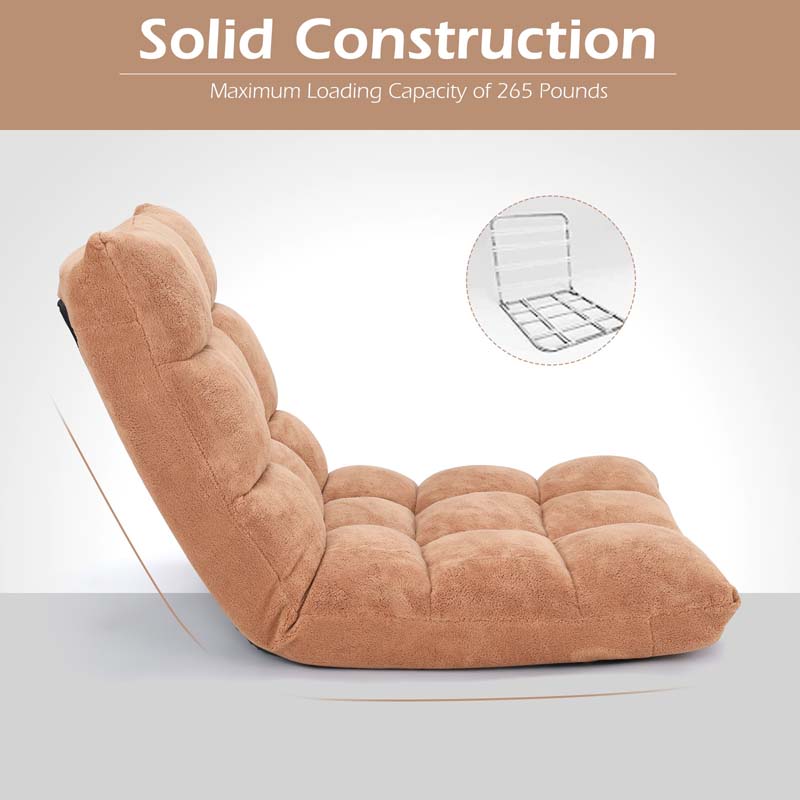 Memory Foam Floor Chair, 14-Position Adjustable Folding Gaming Sofa Chair with Back Support, Chaise Lounge Sleeper Bed Couch Recliner