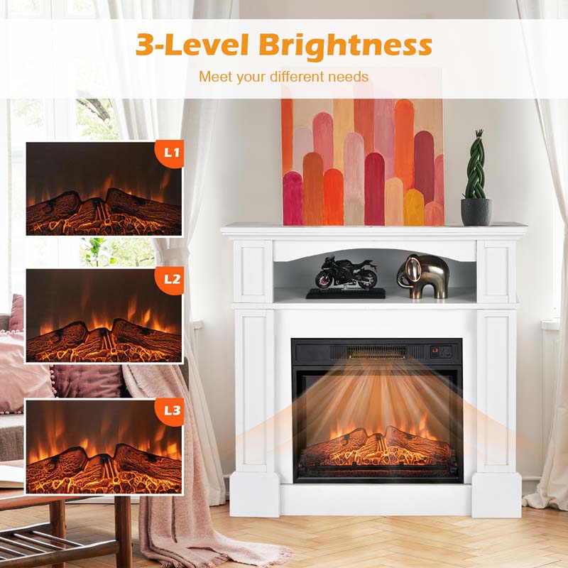 23" Electric Fireplace Insert, 1400W Recessed Fireplace Heater with 3 LED Realistic Flame Effects, Remote Control, 6H Timer