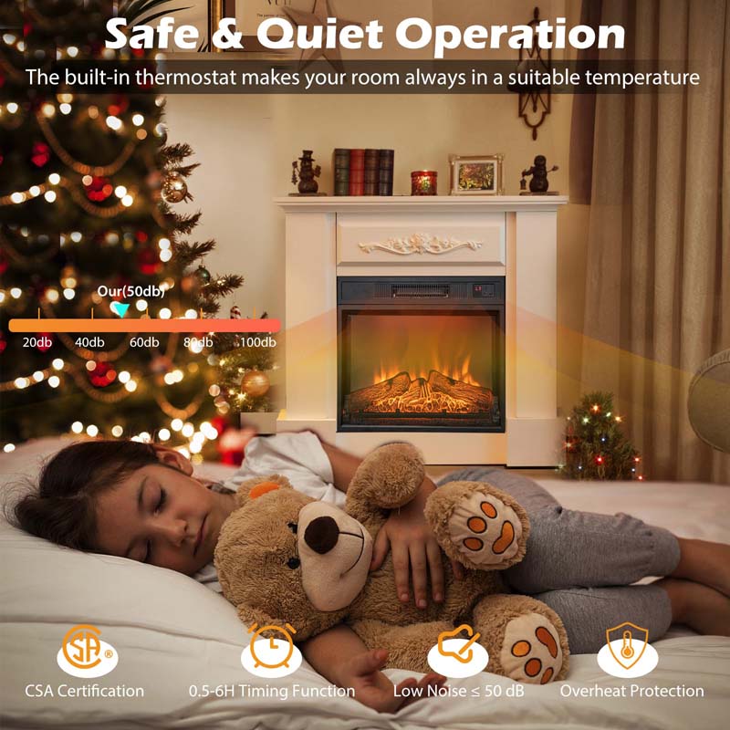 23" Electric Fireplace Insert, 1400W Recessed Fireplace Heater with 3 LED Realistic Flame Effects, Remote Control, 6H Timer