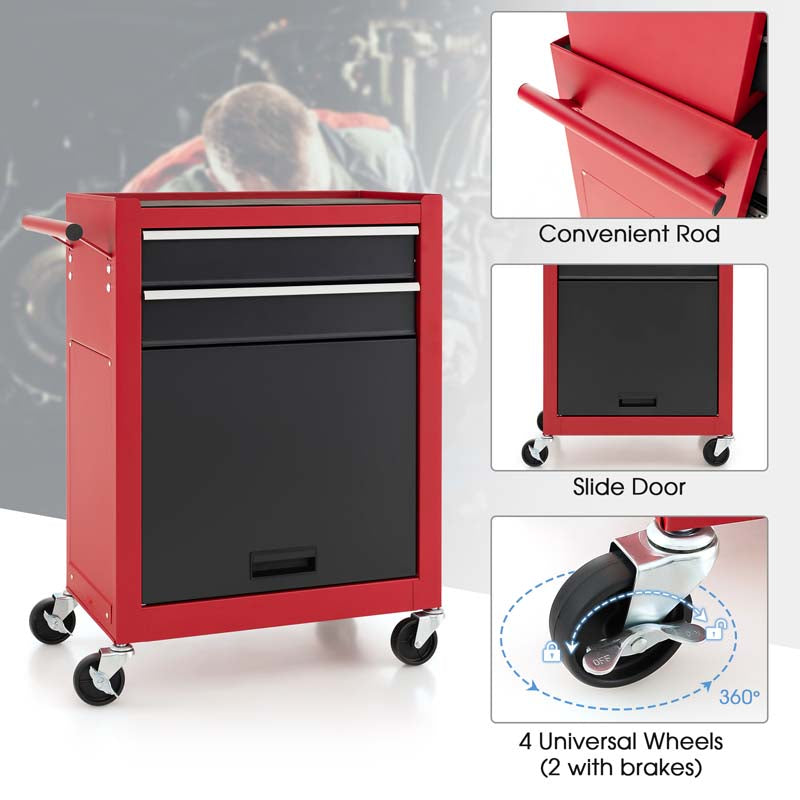 Heightened 6-Drawer Rolling Tool Chest Cabinet with Riser & Lock, 3 in 1 Big Toolbox Organizer for Workshop Garage