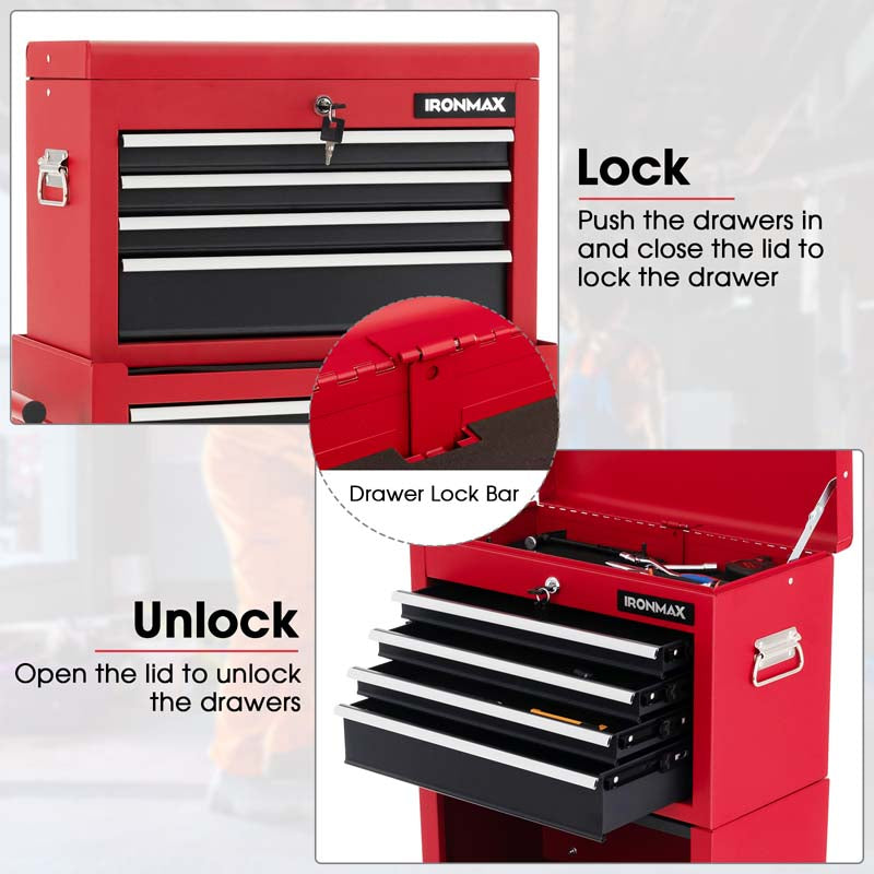 Heightened 6-Drawer Rolling Tool Chest Cabinet with Riser & Lock, 3 in 1 Big Toolbox Organizer for Workshop Garage