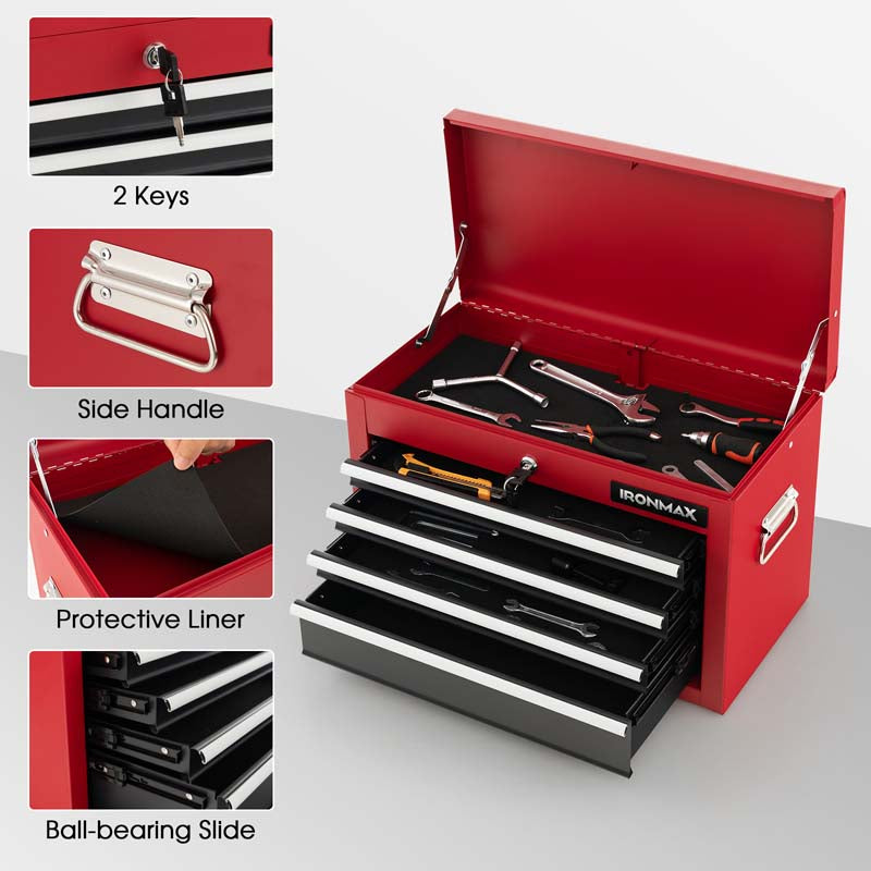 Heightened 6-Drawer Rolling Tool Chest Cabinet with Riser & Lock, 3 in 1 Big Toolbox Organizer for Workshop Garage