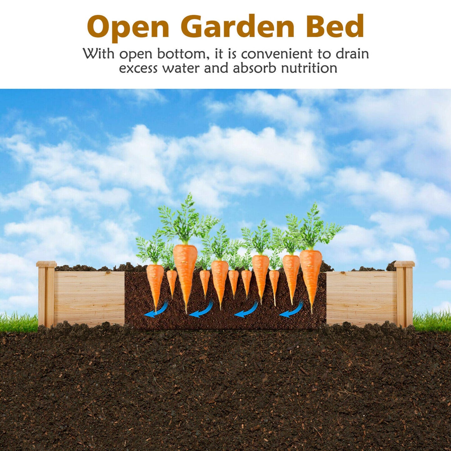 92.5" L x 95 W x 11 H Wood U-Shaped Raised Garden Bed Planter Box for Vegetables Flowers, Garden Container for Backyard Patio Balcony