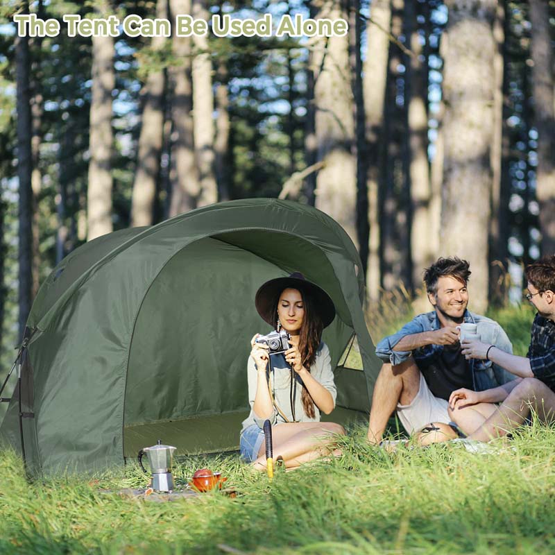 4-in-1 1-Person Camping Cot Tent Foldable Elevated Tent Set with Waterproof External Cover, Air Mattress & Carrying Bag