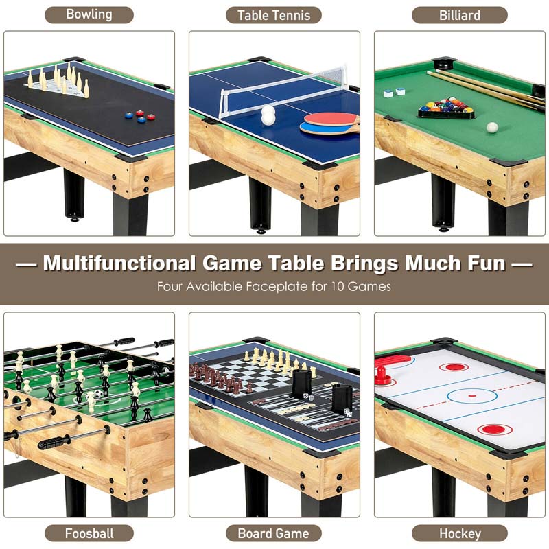 10-in-1 Combo Multi Game Table Set with Foosball, Table Tennis, Pool, Air Hockey Table, Bowling, Chess, Checkers, Backgammon