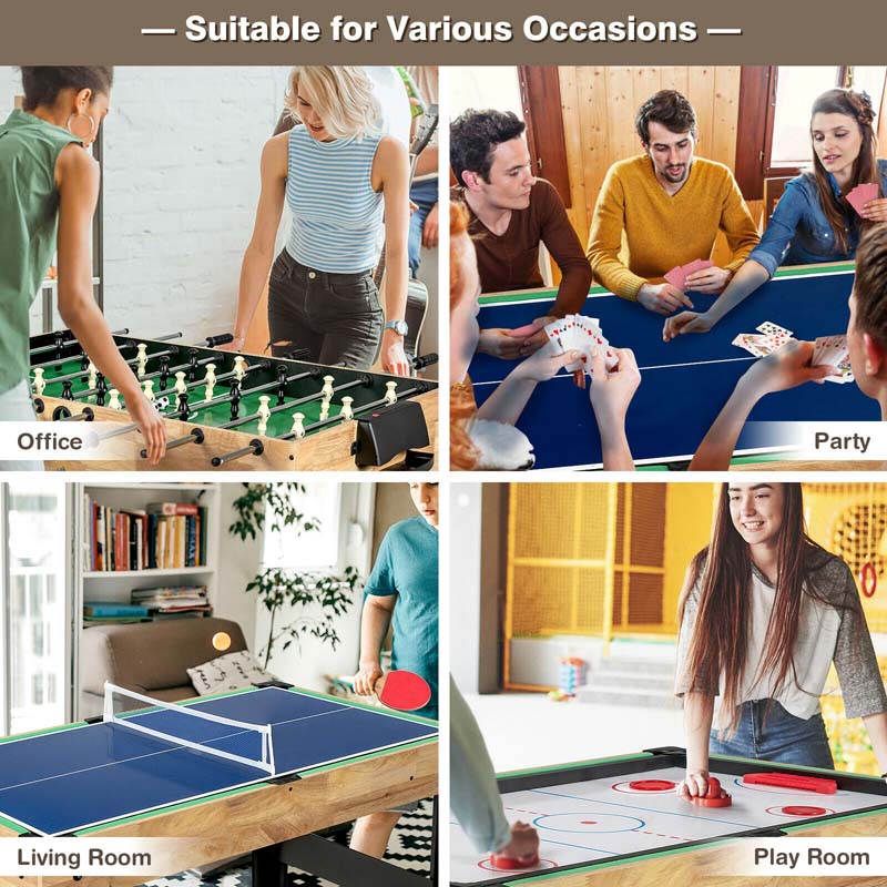 10-in-1 Combo Multi Game Table Set with Foosball, Table Tennis, Pool, Air Hockey Table, Bowling, Chess, Checkers, Backgammon