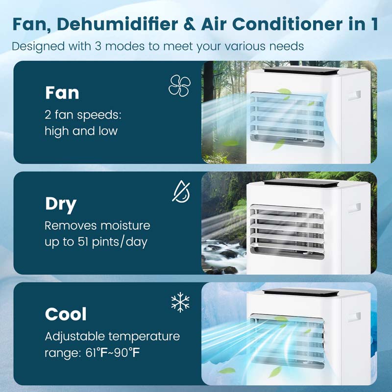 10000 BTU 3-in-1 Portable Air Conditioner with Fan & Dehumidifier, Sleep Mode, Room AC Unit Cools up to 350 Sq.Ft