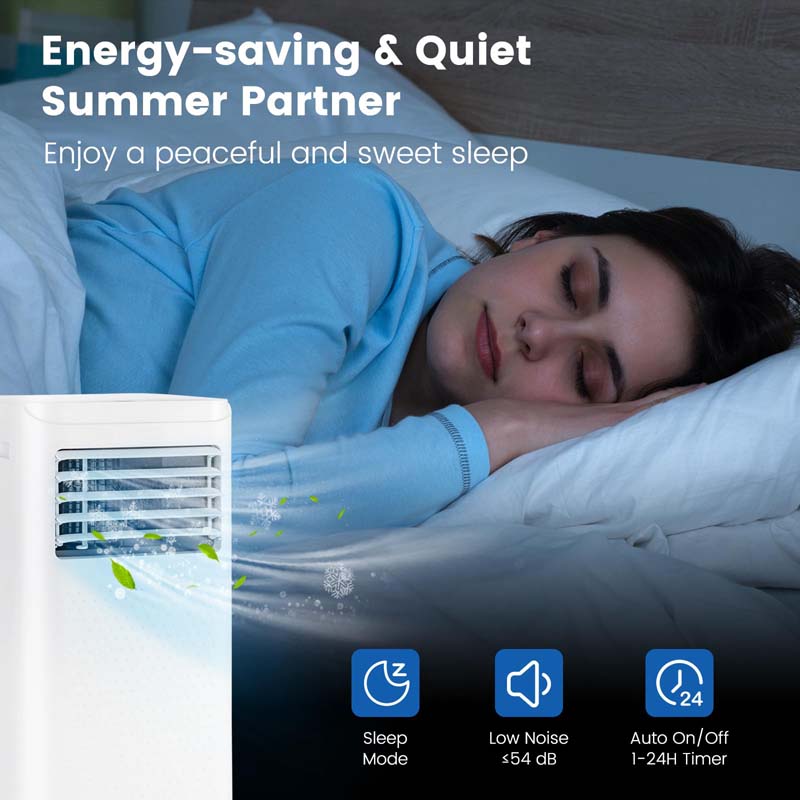 10000 BTU 3-in-1 Portable Air Conditioner with Dehumidifier, Fan Mode, Quiet AC Sleep Mode, 24H Timer, Remote Control