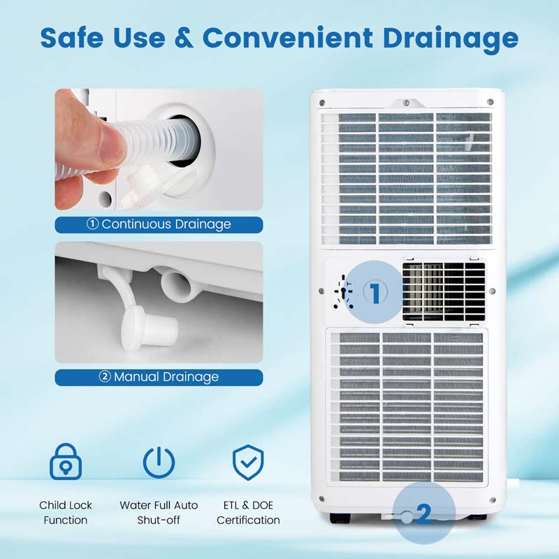 10000 BTU 3-in-1 Portable Air Conditioner with Dehumidifier, Fan Mode, Quiet AC Sleep Mode, 24H Timer, Remote Control