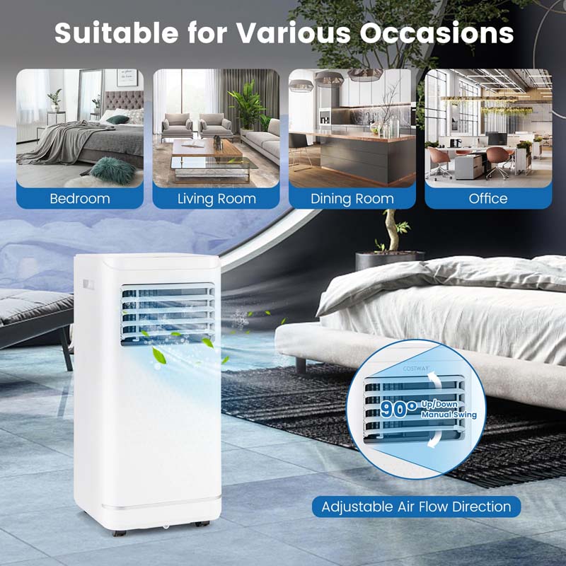 10000 BTU 3-in-1 Portable Air Conditioner with Dehumidifier, Fan Mode, Quiet AC Sleep Mode, 24H Timer, Remote Control