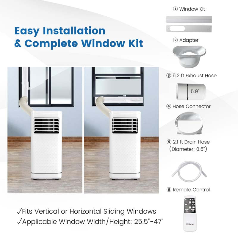 10000 BTU 3-in-1 Portable Air Conditioner with Dehumidifier, Fan Mode, Quiet AC Sleep Mode, 24H Timer, Remote Control