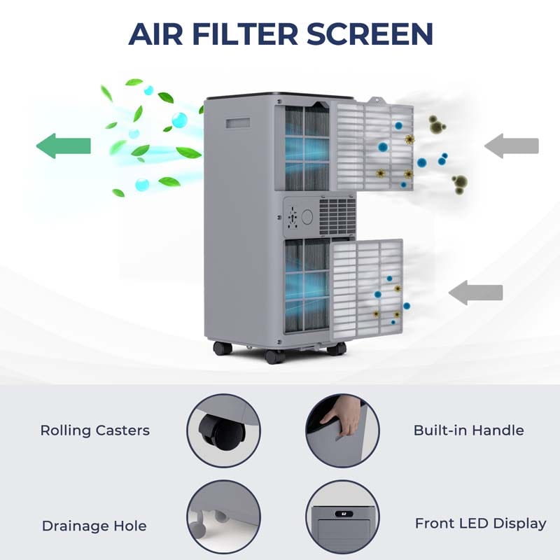 10000 BTU 3-in-1 Portable Air Conditioner Air Cooler Fan Dehumidifier with Remote Control, 24H Timer, Child Lock