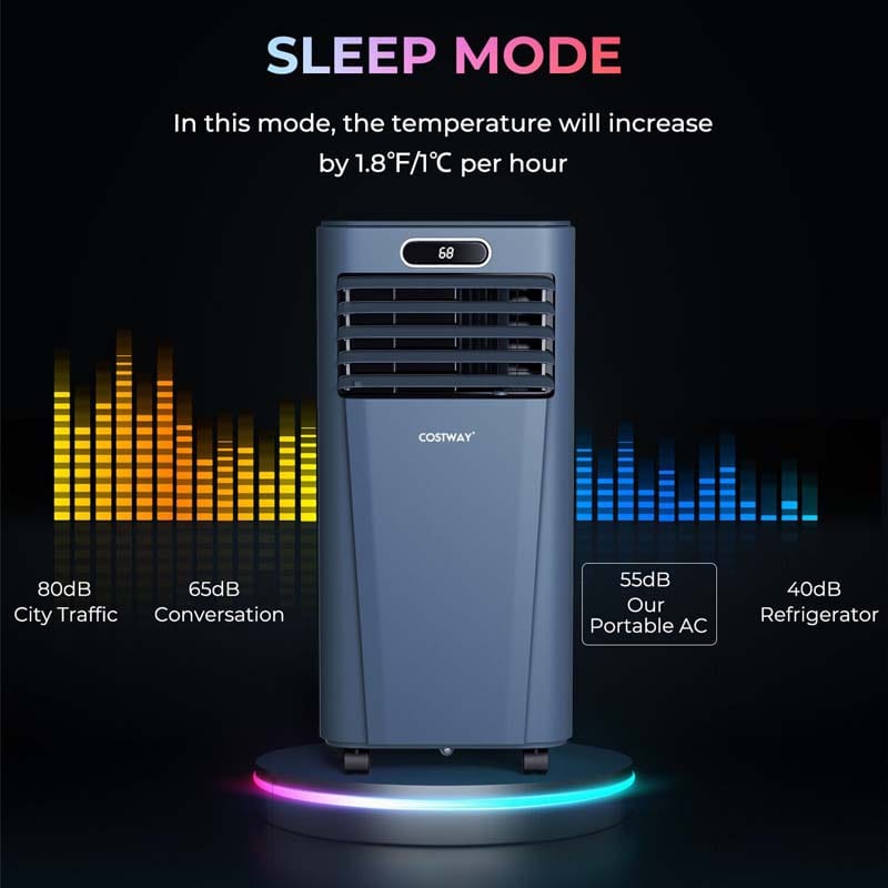 10000 BTU 3-in-1 Portable Air Conditioner Air Cooler Fan Dehumidifier with Remote Control, 24H Timer, Child Lock