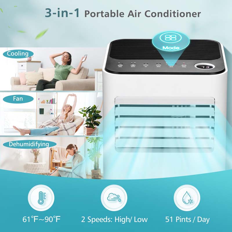 10000 BTU 3-in-1 Quiet AC Unit Portable Air Conditioner with Fan & Dehumidifier, Sleep Mode