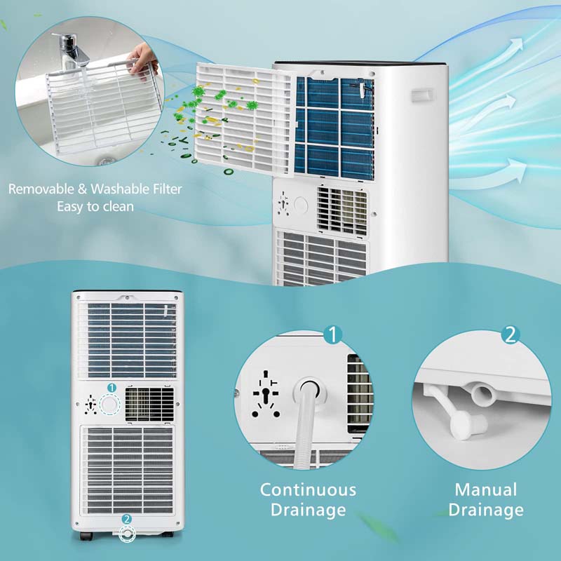 10000 BTU 3-in-1 Quiet AC Unit Portable Air Conditioner with Fan & Dehumidifier, Sleep Mode