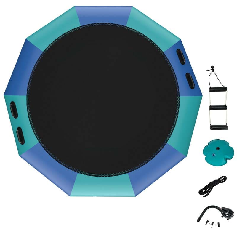 10 FT Inflatable Water Bouncer Trampoline Portable Bounce Swim Platform for Lakes Pools Calm Sea