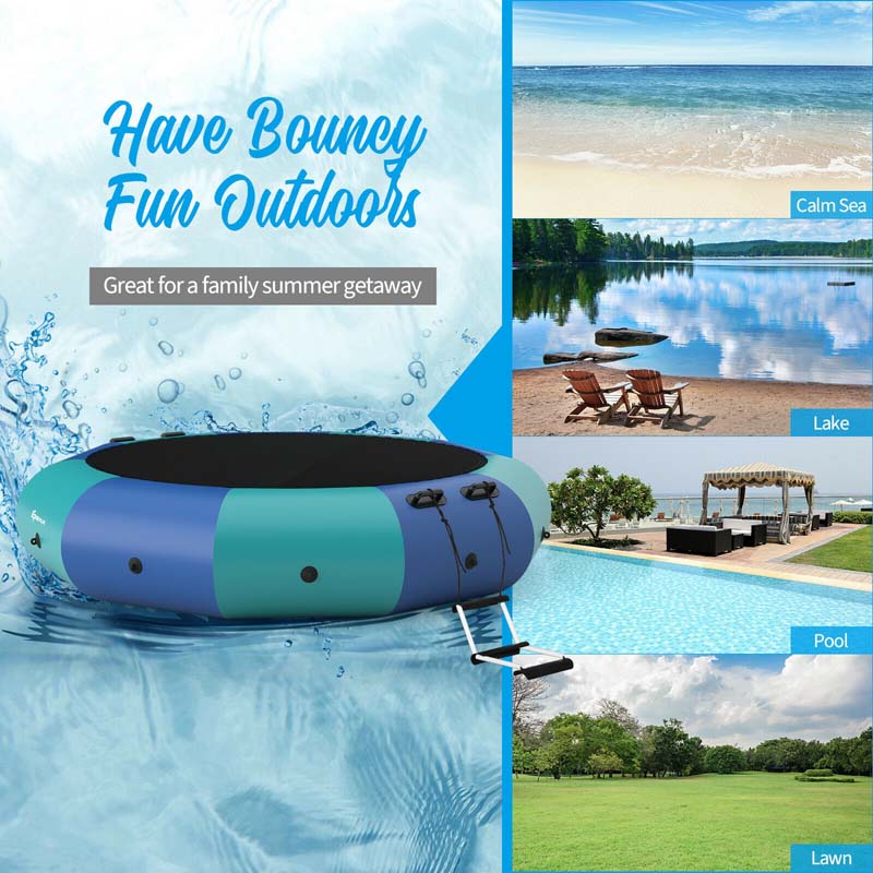10 FT Inflatable Water Bouncer Trampoline Portable Bounce Swim Platform for Lakes Pools Calm Sea