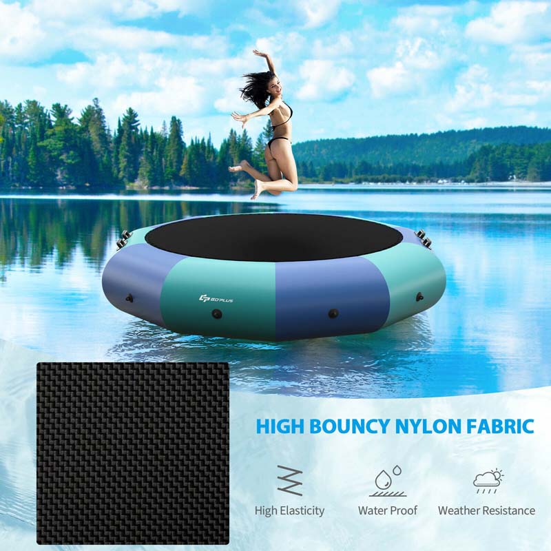 10 FT Inflatable Water Bouncer Trampoline Portable Bounce Swim Platform for Lakes Pools Calm Sea