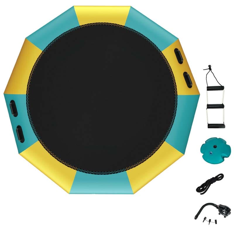 10 FT Inflatable Water Bouncer Trampoline Portable Bounce Swim Platform for Lakes Pools Calm Sea