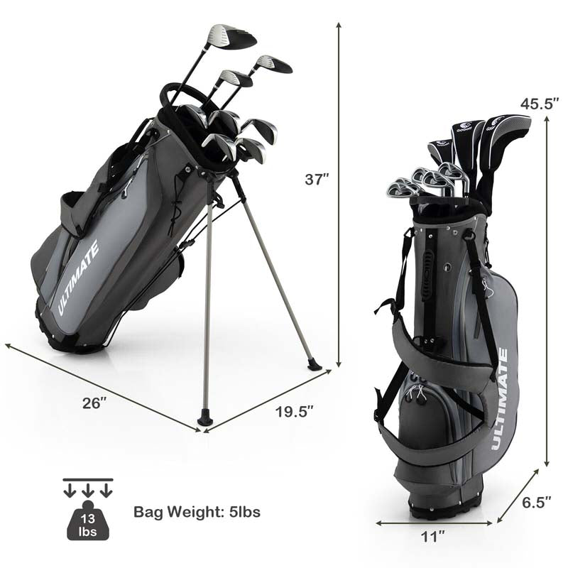 10 Pieces Men's Complete Golf Clubs Package Set Right Hand