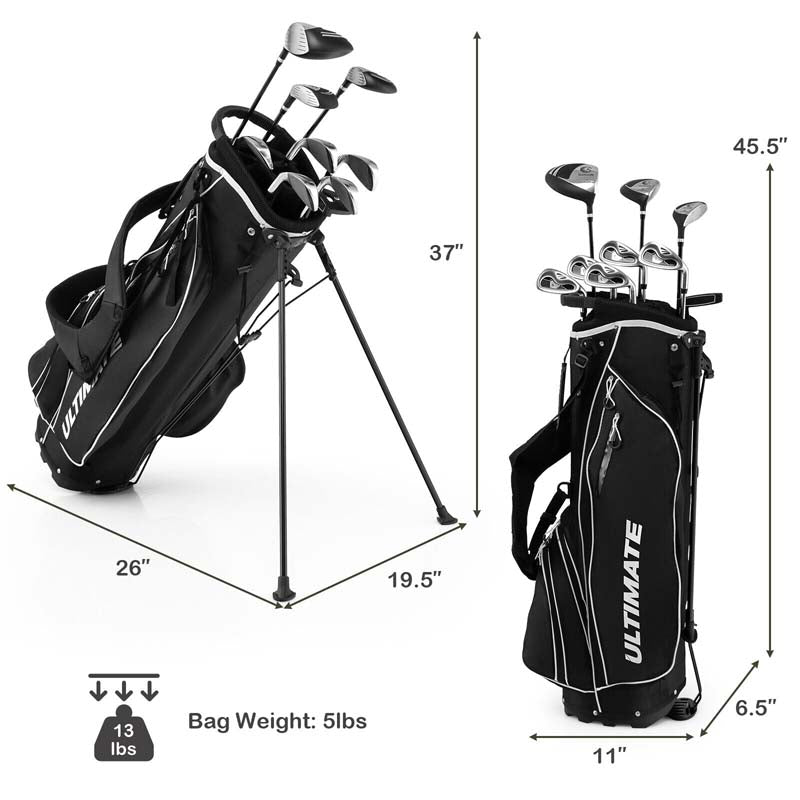 10 Pieces Men's Complete Golf Clubs Package Set Right Hand