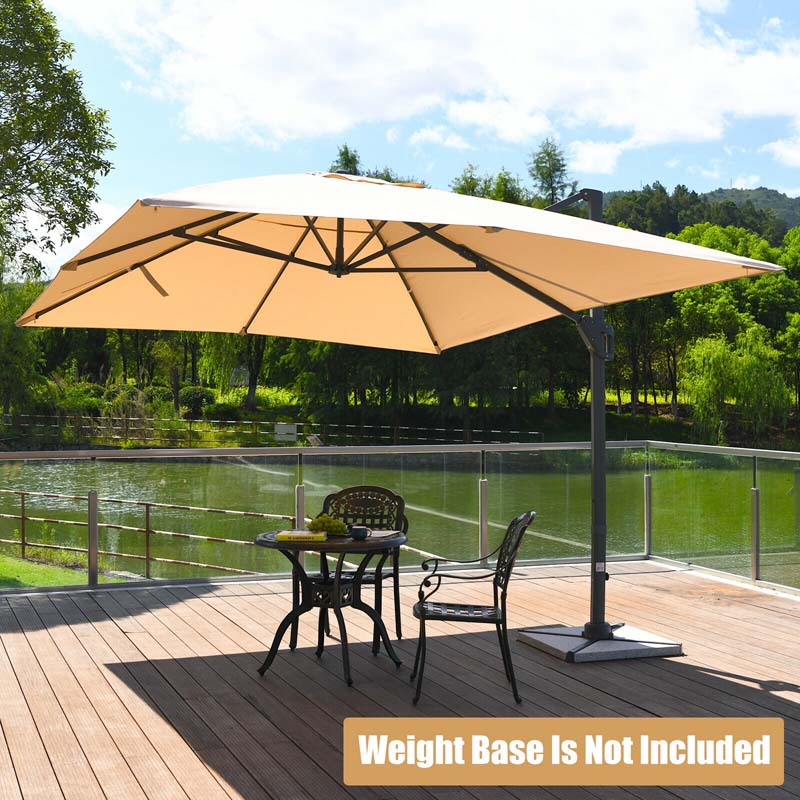 10 x 13FT Patio Umbrella Outdoor Rectangular Cantilever Umbrella for Market, Hanging Offset Umbrella with 360° Rotation