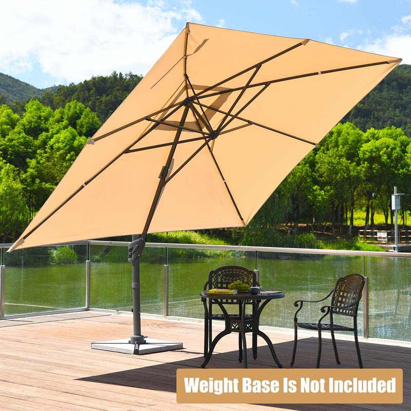 10 x 13FT Patio Umbrella Outdoor Rectangular Cantilever Umbrella for Market, Hanging Offset Umbrella with 360° Rotation