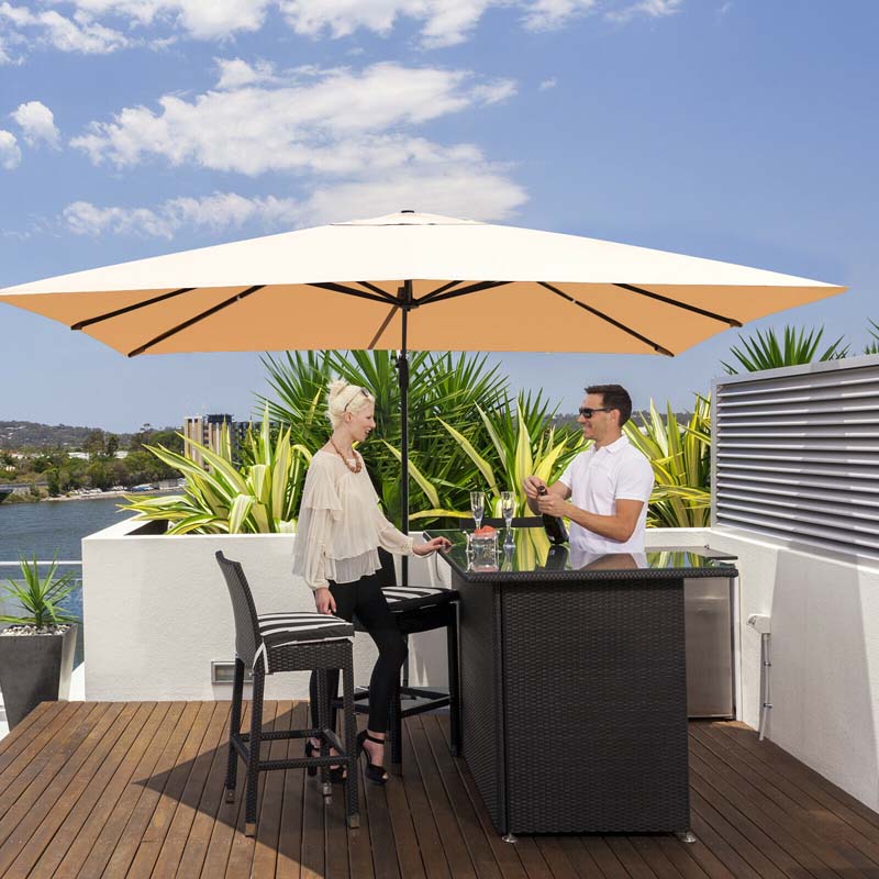 10 x 13FT Patio Umbrella Outdoor Rectangular Cantilever Umbrella for Market, Hanging Offset Umbrella with 360° Rotation