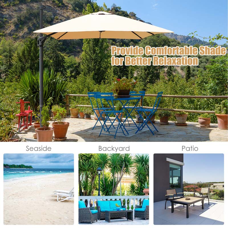 10 x 13FT Patio Umbrella Outdoor Rectangular Cantilever Umbrella for Market, Hanging Offset Umbrella with 360° Rotation