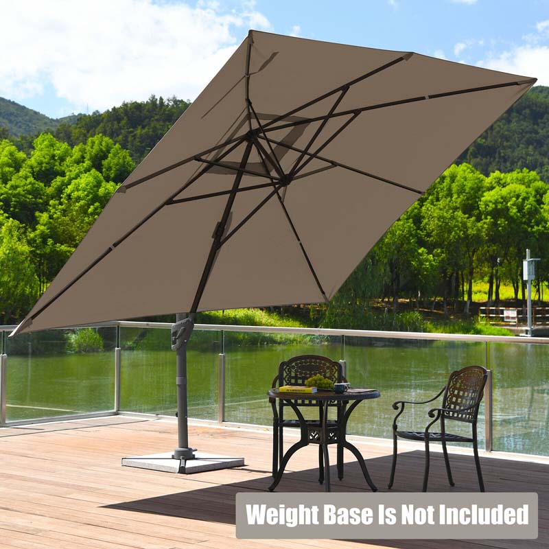 10 x 13FT Patio Umbrella Outdoor Rectangular Cantilever Umbrella for Market, Hanging Offset Umbrella with 360° Rotation