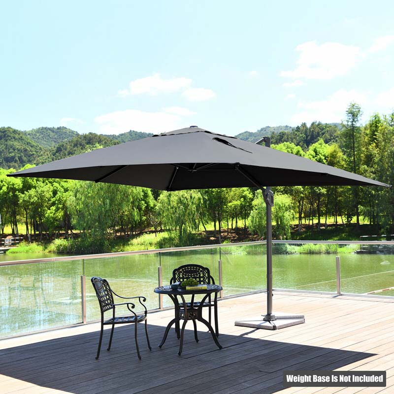 10 x 13FT Patio Umbrella Outdoor Rectangular Cantilever Umbrella for Market, Hanging Offset Umbrella with 360° Rotation