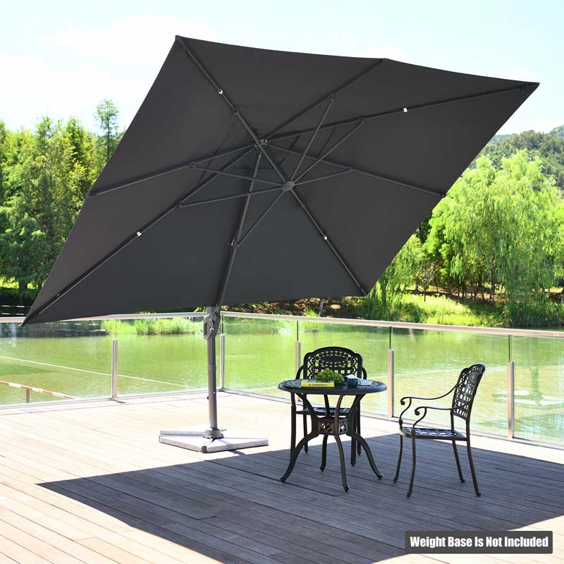10 x 13FT Patio Umbrella Outdoor Rectangular Cantilever Umbrella for Market, Hanging Offset Umbrella with 360° Rotation
