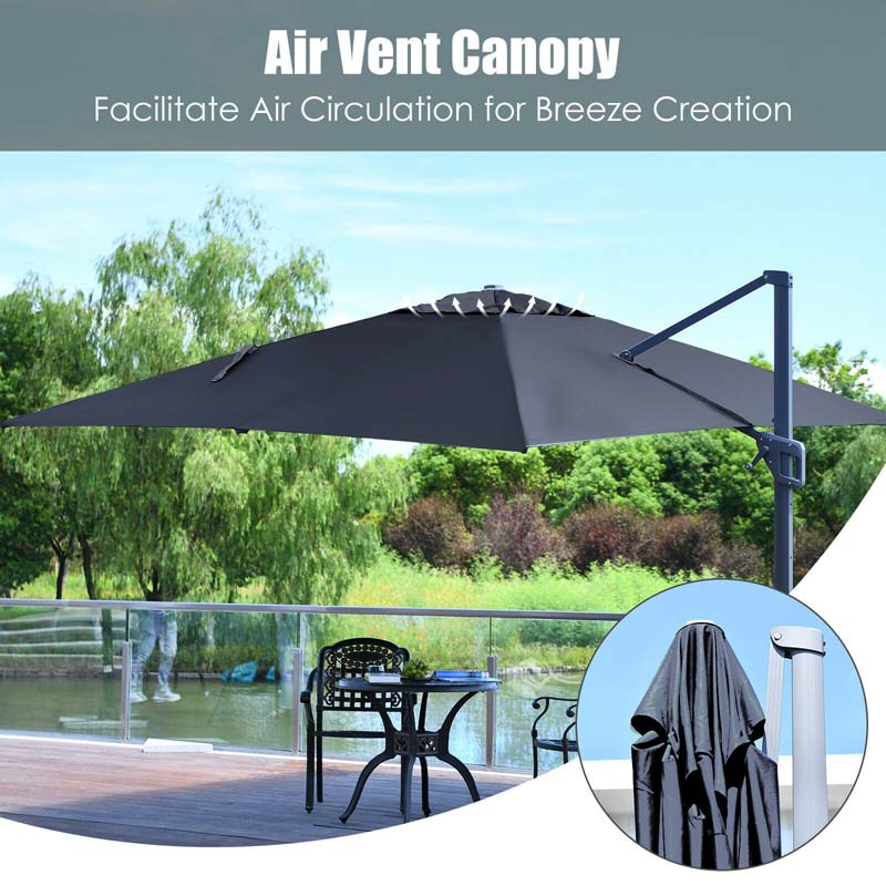 10 x 13FT Patio Umbrella Outdoor Rectangular Cantilever Umbrella for Market, Hanging Offset Umbrella with 360° Rotation