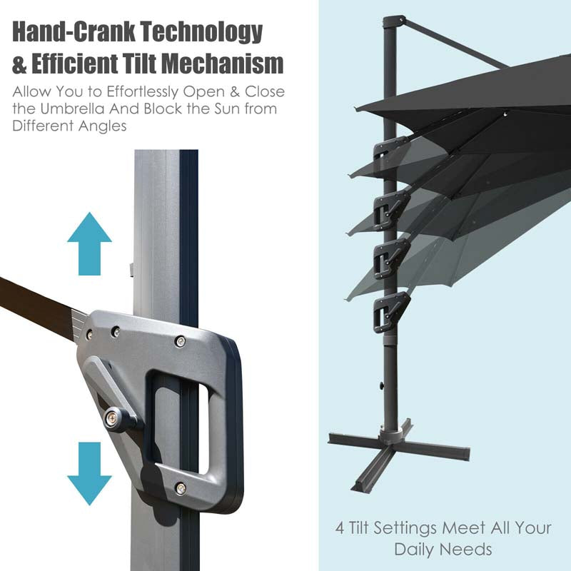 10 x 13FT Patio Umbrella Outdoor Rectangular Cantilever Umbrella for Market, Hanging Offset Umbrella with 360° Rotation