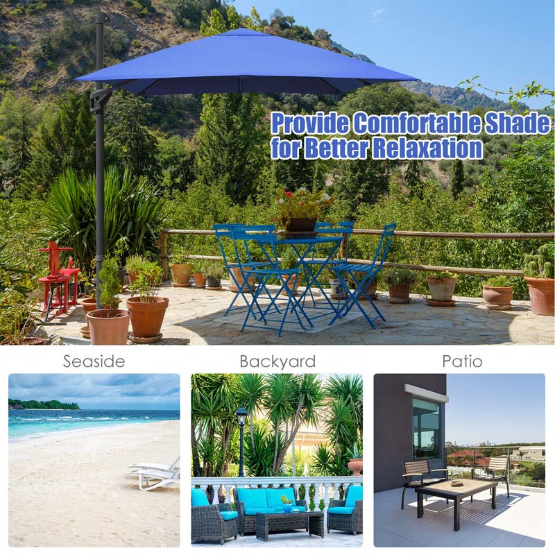 10 x 13FT Patio Umbrella Outdoor Rectangular Cantilever Umbrella for Market, Hanging Offset Umbrella with 360° Rotation
