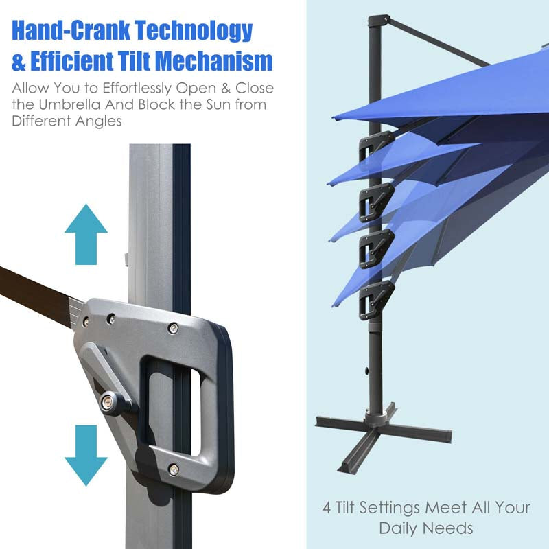 10 x 13FT Patio Umbrella Outdoor Rectangular Cantilever Umbrella for Market, Hanging Offset Umbrella with 360° Rotation