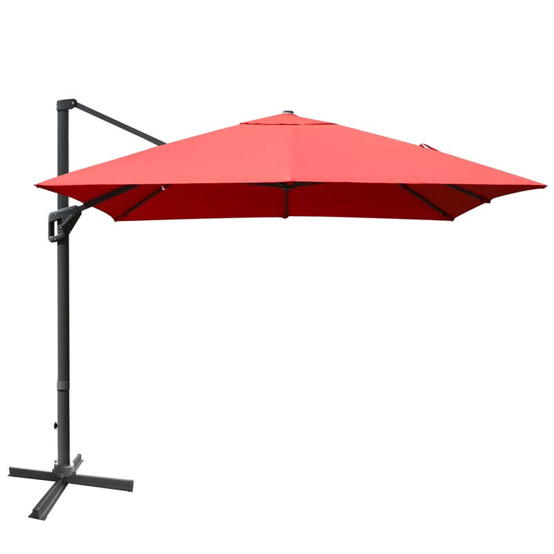 10 x 13FT Patio Umbrella Outdoor Rectangular Cantilever Umbrella for Market, Hanging Offset Umbrella with 360° Rotation