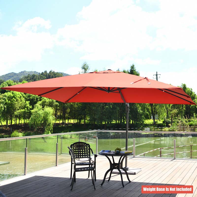 10 x 13FT Patio Umbrella Outdoor Rectangular Cantilever Umbrella for Market, Hanging Offset Umbrella with 360° Rotation