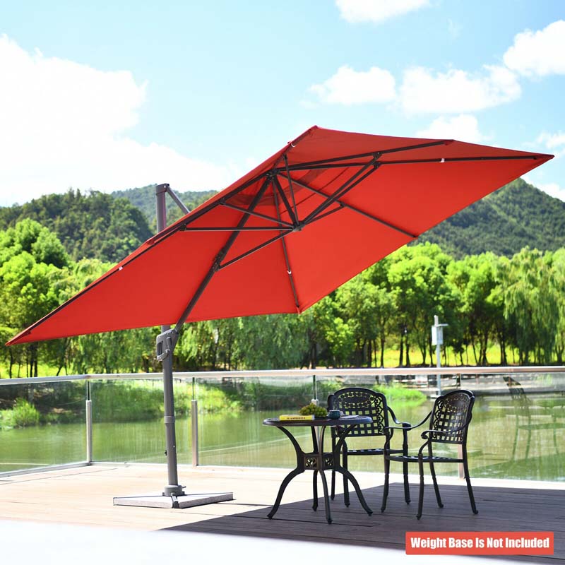 10 x 13FT Patio Umbrella Outdoor Rectangular Cantilever Umbrella for Market, Hanging Offset Umbrella with 360° Rotation