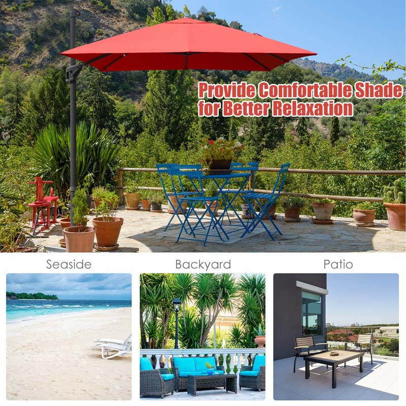 10 x 13FT Patio Umbrella Outdoor Rectangular Cantilever Umbrella for Market, Hanging Offset Umbrella with 360° Rotation
