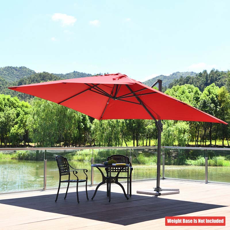 10 x 13FT Patio Umbrella Outdoor Rectangular Cantilever Umbrella for Market, Hanging Offset Umbrella with 360° Rotation