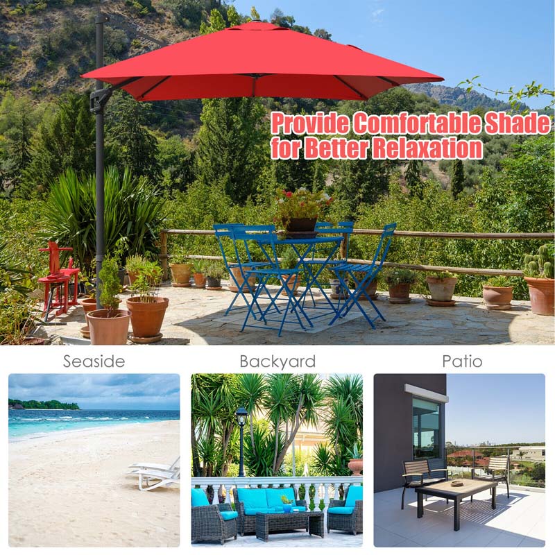 10 x 13FT Patio Umbrella Outdoor Rectangular Cantilever Umbrella for Market, Hanging Offset Umbrella with 360° Rotation