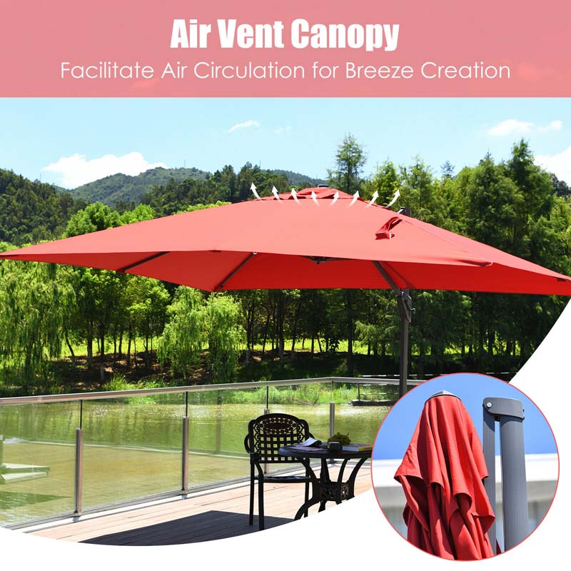 10 x 13FT Patio Umbrella Outdoor Rectangular Cantilever Umbrella for Market, Hanging Offset Umbrella with 360° Rotation