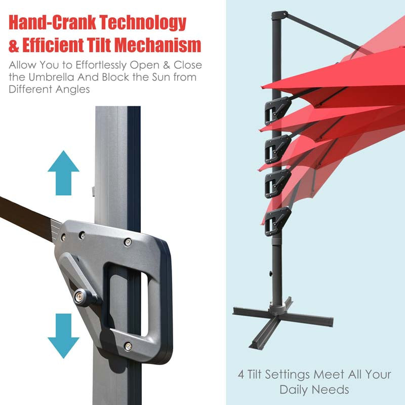 10 x 13FT Patio Umbrella Outdoor Rectangular Cantilever Umbrella for Market, Hanging Offset Umbrella with 360° Rotation