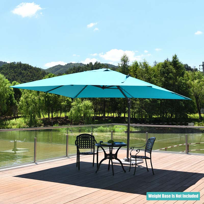 10 x 13FT Patio Umbrella Outdoor Rectangular Cantilever Umbrella for Market, Hanging Offset Umbrella with 360° Rotation