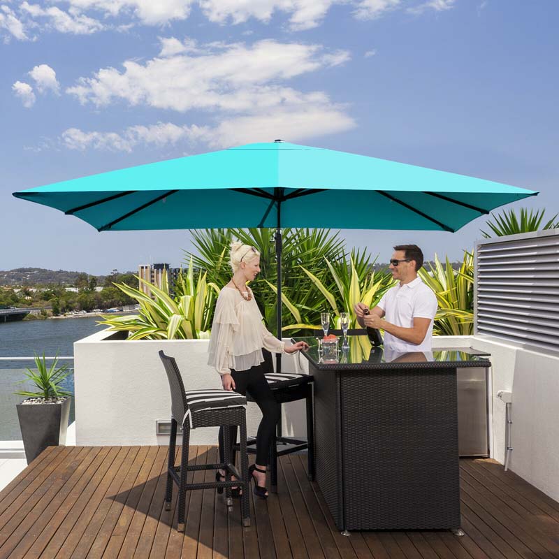 10 x 13FT Patio Umbrella Outdoor Rectangular Cantilever Umbrella for Market, Hanging Offset Umbrella with 360° Rotation