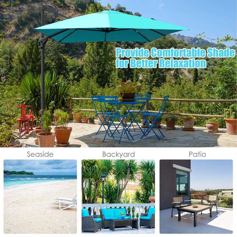 10 x 13FT Patio Umbrella Outdoor Rectangular Cantilever Umbrella for Market, Hanging Offset Umbrella with 360° Rotation