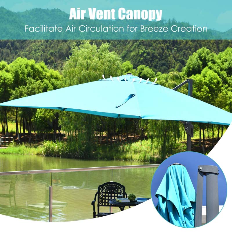 10 x 13FT Patio Umbrella Outdoor Rectangular Cantilever Umbrella for Market, Hanging Offset Umbrella with 360° Rotation