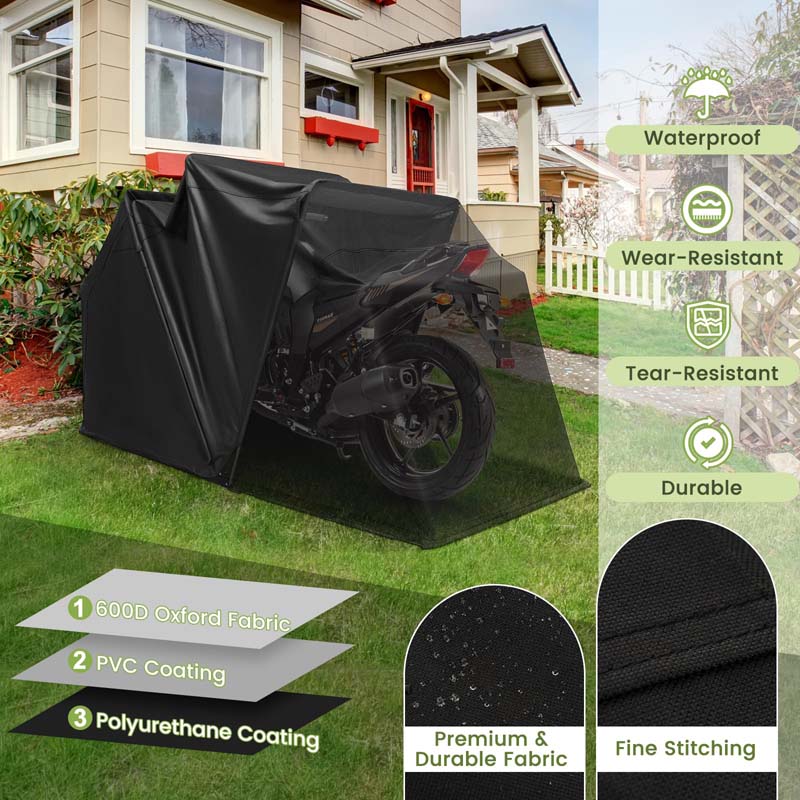 136" x 54" x 75" Waterproof Motorbike Shed Storage Tent Heavy Duty Outdoor Motorcycle Shelter with Ventilation Window